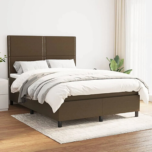 vidaXL Sommier à lattes de lit avec matelas Marron foncé 140x200 cm