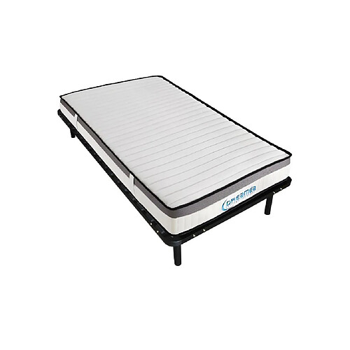 Vente-Unique Ensemble 90 x 200 cm cadre à lattes + matelas mousse mémoire de forme ép.19cm - ORTHOMEMORY de DREAMEA