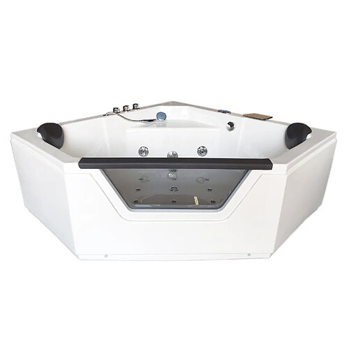 Simba BAIGNOIRE MASSANTE ANGLE 150 x 150 cm- BALNEO BAIN TOURBILLON Modèle IbizaJets dorsaux whirlpool spa! Cascade inclus!