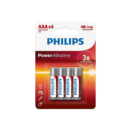 Appetitissime Pack de 4 Piles Philips Power Alkaline LR03 Micro AAA