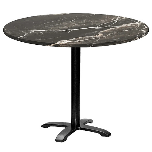 Restootab Table ronde Ø110cm - modèle Bazila pierre métallisée