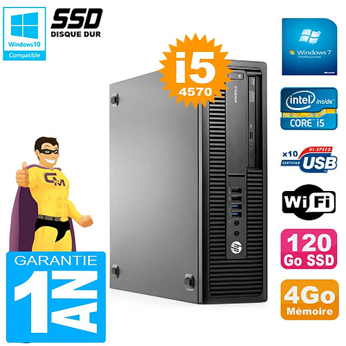 PC HP EliteDesk 800 G1 SFF Core I5-4570 RAM 4Go 120 Go SSD Graveur DVD Wifi W7 · Occasion