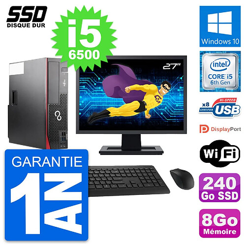 PC Fujitsu D556 DT Ecran 27" Intel i5-6500 RAM 8Go SSD 240Go Windows 10 Wifi · Occasion