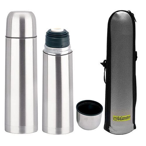 Bouteille isotherme thermos en acier inoxydable avec gobelet et sac de transport pour boissons chaudes ou froides (1000ml)