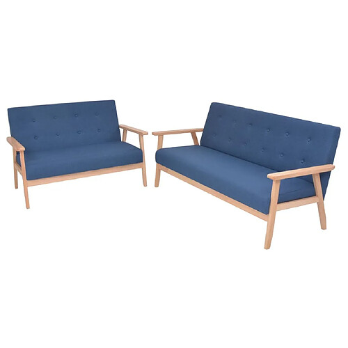 vidaXL Ensemble de canapé 2 pcs Tissu bleu