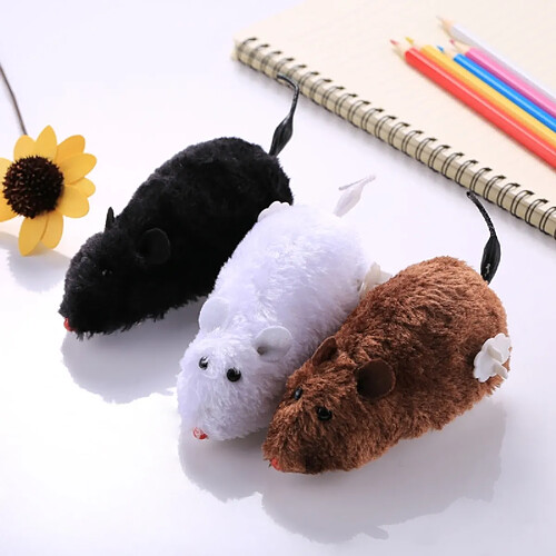 Wewoo Jeux Jouets pour Animal de compagnie Jouant Jouet, Livraison Couleur Aléatoire 3 PCS Creative Funny Clockwork Printemps Puissance Peluche Souris Rat Pet