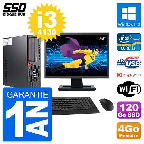 PC Fujitsu E720 E85+ DT Ecran 19" Core i3-4130 RAM 4Go SSD 120Go Windows 10 Wifi · Occasion