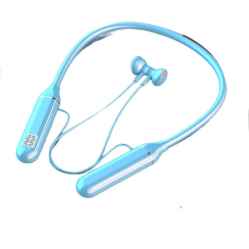 General Casque Bluetooth avec micro, magnétique, léger et confortable sans fil tour de cou, super longue endurance, écouteurs de sport étanches IPX pour la salle de sport à domicile(bleu)