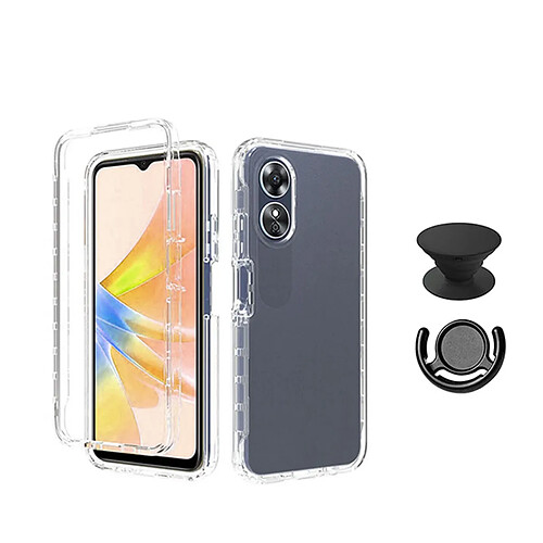 Kit Étui 3x1 360 Protection des Chocs + 1 SuppOrt GripHolder + 1 SuppOrt GripHolder Noir Phonecare pour Oppo A78 5G - Transparent / Noir