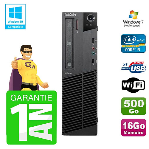 PC Lenovo M91p SFF Intel I3-2120 16Go Disque 500Go Graveur Wifi W7 · Occasion