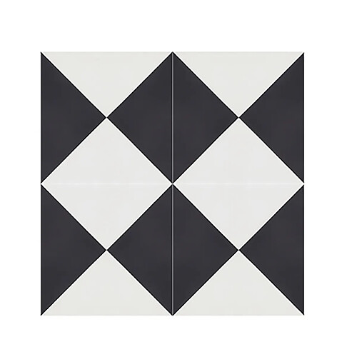 Pegane 4 Carreaux de ciment véritable 0,48m2 / Carreaux de ciment artisanaux coloris noir/blanc pour sol et mur - l.20 x L.20 cm