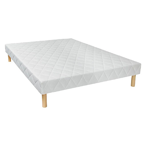 Vente-Unique Sommier déco tapissier 160 x 200 cm 14 lattes multiplis - Blanc - PANACEA de YSMÉE