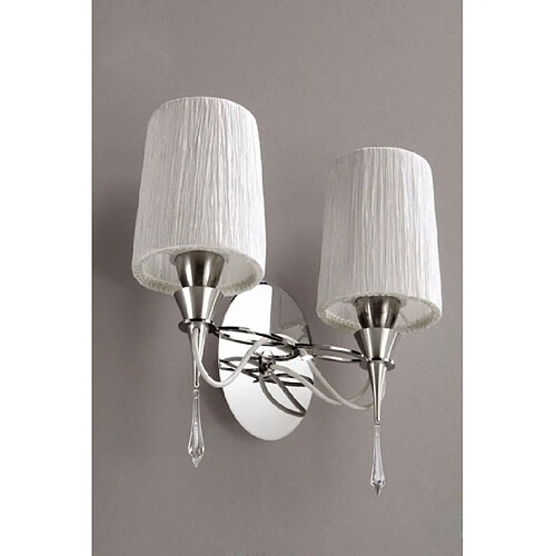 Luminaire Center Applique murale Lucca avec interrupteur 2 Ampoules E27, chrome poli avec Abat jour blancs & cristal transaparent