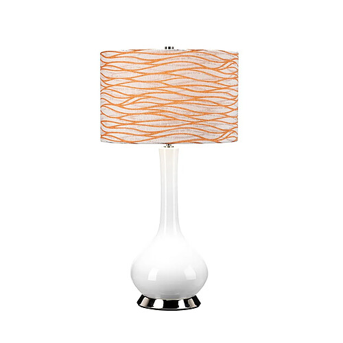 Elstead Lighting Lampe de table Milo avec abat-jour rond, nickel poli, blanc, orange