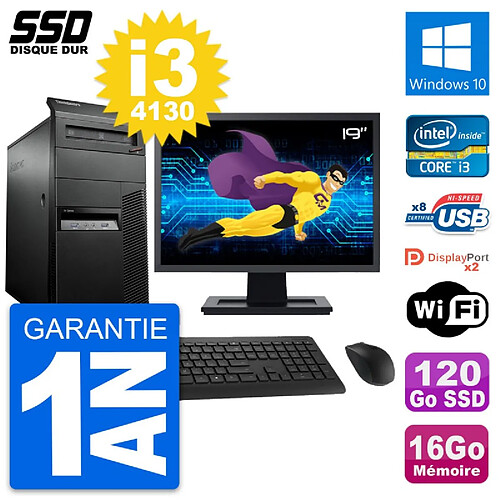 PC Tour Lenovo M93p Ecran 19" Intel i3-4130 RAM 16Go SSD 120Go Windows 10 Wifi · Occasion