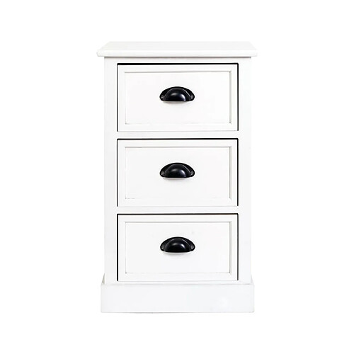 Mobili Rebecca Table de Nuit Chevet 3 Tiroirs Blanc Classique 63x37x27