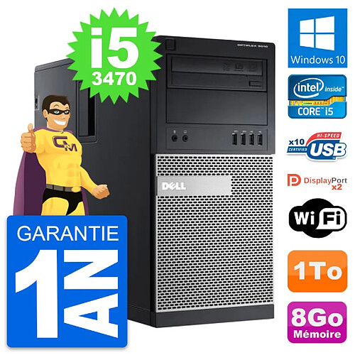 PC Tour Dell OptiPlex 9010 Intel Core i5-3470 RAM 8Go Disque 1To Windows 10 Wifi · Occasion