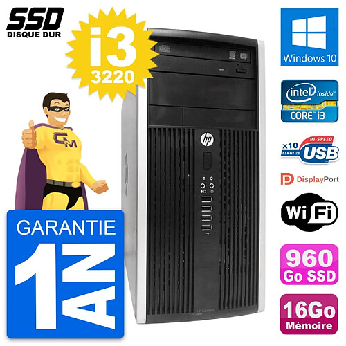 PC Tour HP Compaq Pro 6300 CMT Intel i3-3220 RAM 16Go SSD 960Go Windows 10 Wifi · Occasion