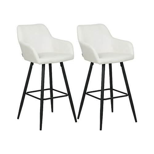 Beliani Tabouret de bar Set de 2 Velours Blanc cassé CASMALIA