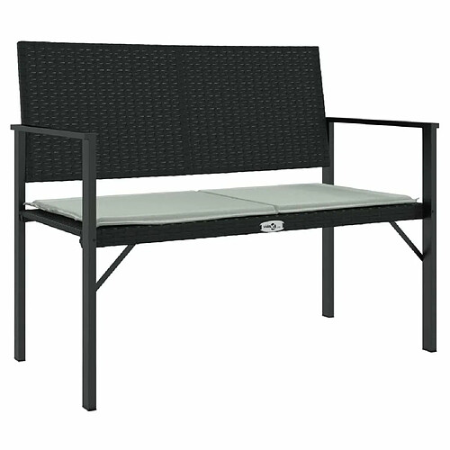 Maison Chic Banc de jardin | Chaise de jardin à 2 places avec coussin noir résine tressée -GKD41912