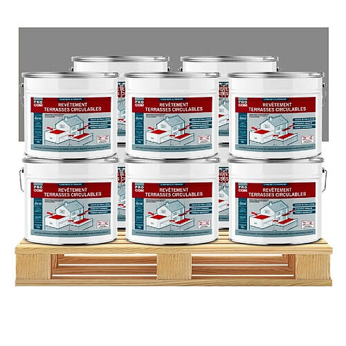 PRO COM Peinture, résine d'étanchéité imperméabilisation terrasse circulable, balcon, sols extérieurs, béton, plusieurs coloris PROCOM-10 x 10L-Gris