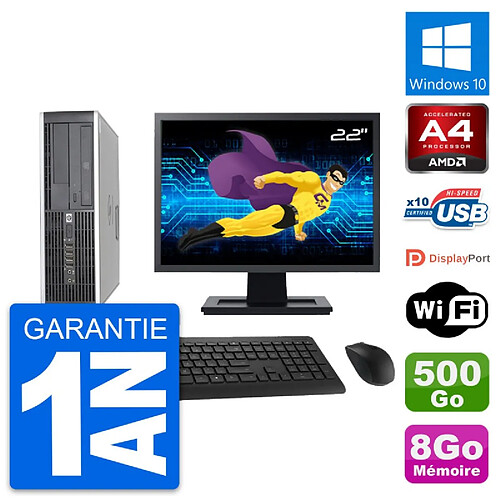 PC HP 6305 Pro SFF Ecran 22" AMD A4-5300B RAM 8Go Disque 500Go Windows 10 Wifi · Occasion