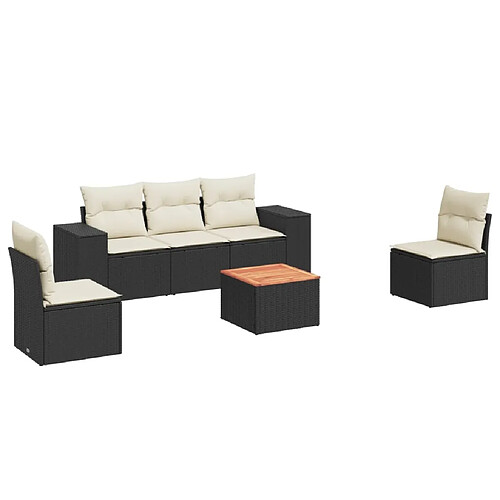 Maison Chic Salon de jardin 6 pcs avec coussins | Ensemble de Table et chaises | Mobilier d'Extérieur noir résine tressée -GKD36878