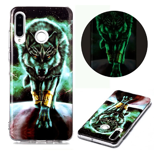 Coque en TPU imd à motifs noctilucents Loup pour votre Huawei P30 Lite/Nova 4e