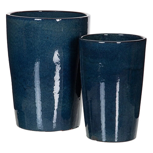 BigBuy Home Vase 37 x 37 x 49 cm Céramique Bleu (2 Unités)