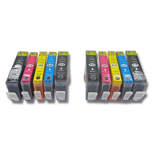 vhbw 10x cartouche d'encre compatible lot pour HP Advantage 6525, 5525, Deskjet 4625, 4615, 3252