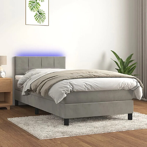 Sommier à lattes LED,Cadre à lattes de lit avec matelas pour Adulte Gris clair 100x200 cm -MN76372