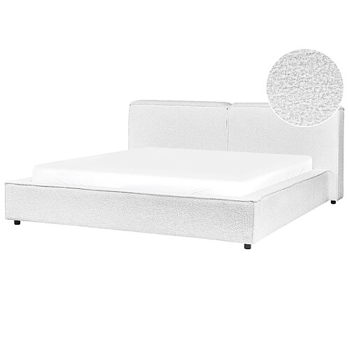 Beliani Lit double 180 x 200 cm en bouclé blanc LINARDS