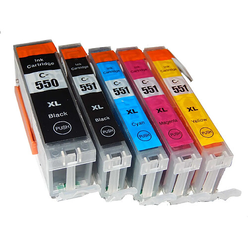 5 x vhbw Set de cartouches d'encre pour impression avec puce pour Canon Pixma MG5650, MG6650, MG7550 etc.