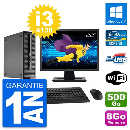 PC HP 400 G1 SFF Ecran 22" Intel i3-4130 RAM 8Go Disque 500Go Windows 10 Wifi · Occasion