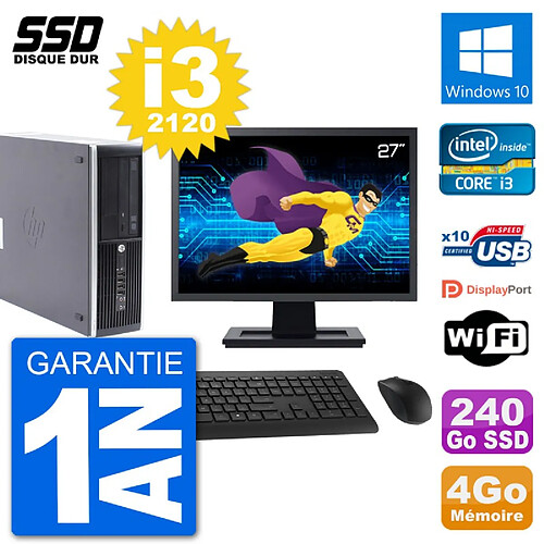 PC HP Compaq Pro 6300 SFF Ecran 27" i3-2120 RAM 4Go SSD 240Go Windows 10 Wifi · Occasion