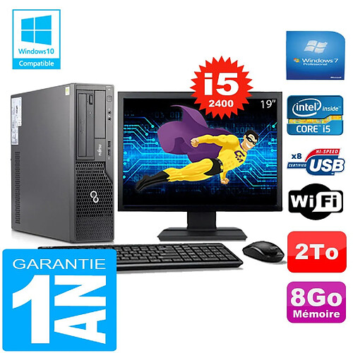 PC Fujitsu Esprimo E500 E85+ SFF Core I5-2400 8Go Disque 2 To Wifi W7 Ecran 19" · Occasion