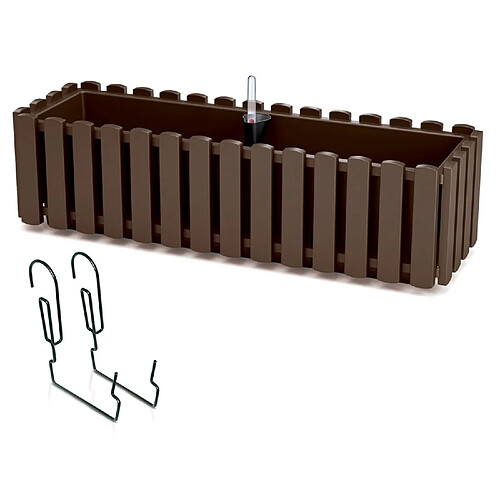 Pot de fleurs 58cm marron balcon avec suspension Boardee Fencycase