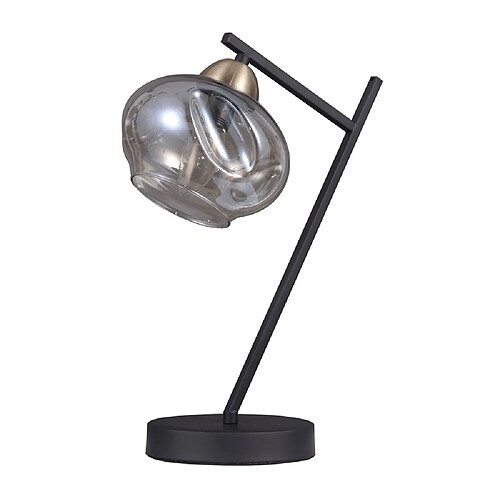 Italux Lampe de Table Industrielle Et Rétro Noir Mat 1 Lumière avec Abat-Jour Cognac, E14