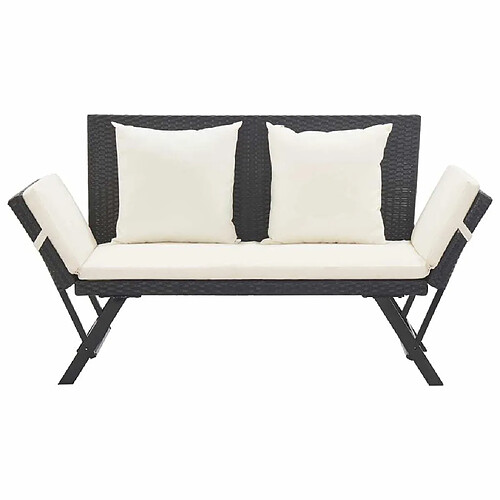 Maison Chic Banc de jardin avec coussins | Banquette de jardin | Chaise Relax 176 cm Noir Résine tressée -MN48799