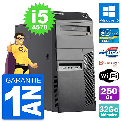 PC Tour Lenovo ThinkCentre M83 i5-4570 RAM 32Go Disque Dur 250Go Windows 10 Wifi · Occasion