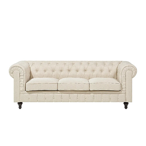 Beliani Canapé en tissu beige 3 places CHESTERFIELD