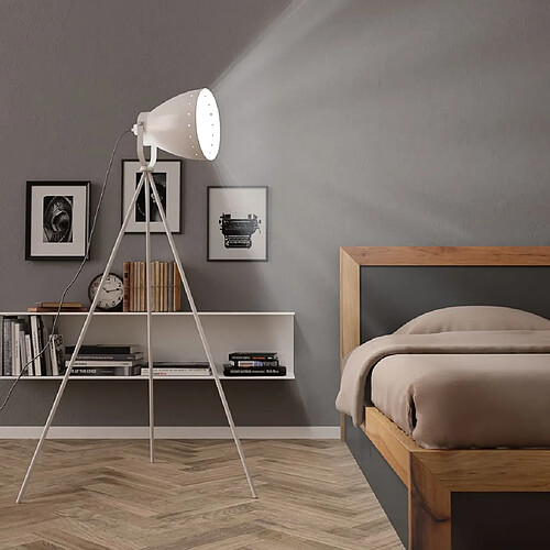 vidaXL Lampadaire trépied Métal Blanc E27