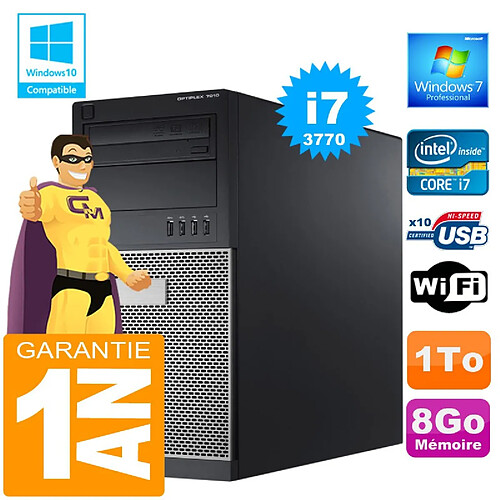 PC Tour DELL 7010 Core I7-3770 Ram 8Go Disque 1 To Graveur DVD Wifi W7 · Occasion