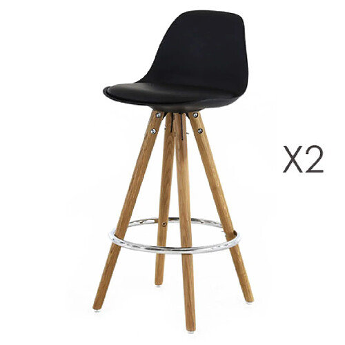 Mes Lot de 2 chaises de bar coloris noir - LUCIE