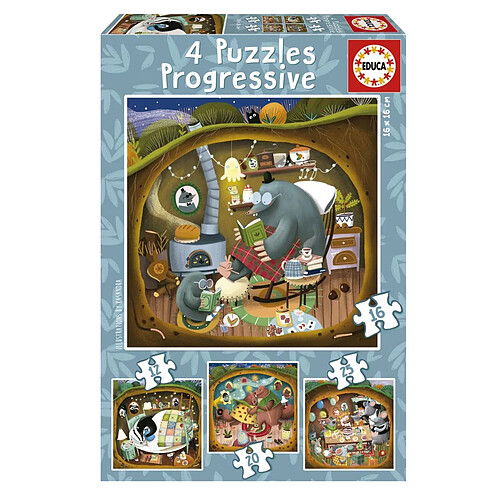 Educa Borras 4 Puzzles Progressif Contes de la foret -