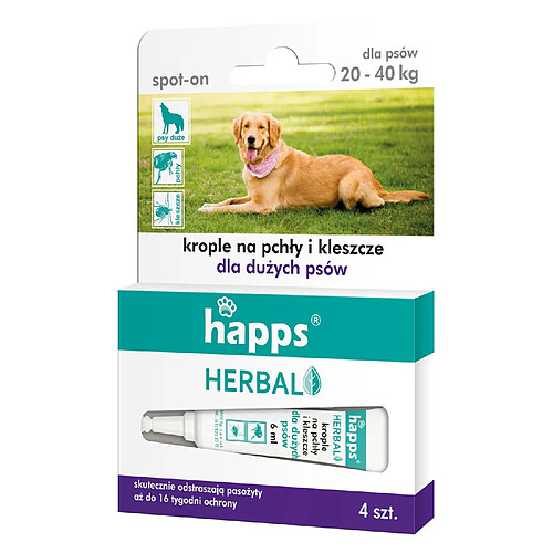 Bros Gouttes anti puces anti tiques pour les grands chiens 20-40 kg Happs Herbal