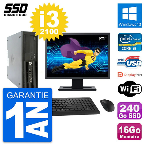 PC HP Z210 SFF Ecran 19" Intel Core i3-2100 RAM 16Go SSD 240Go Windows 10 Wifi · Occasion