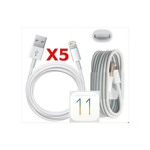 Little Boutik X5 Cable Usb pour Iphone 7 7Plus 8 8Plus X PACK X5 Couleur