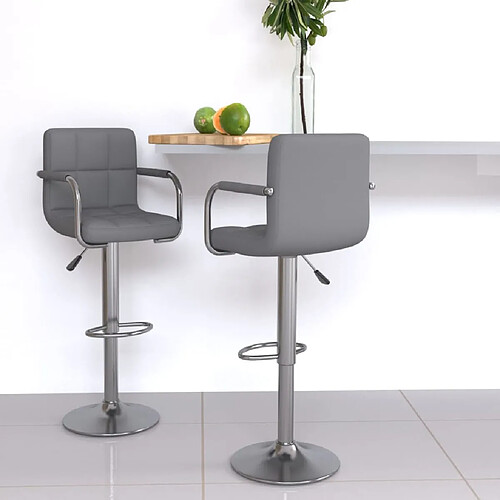 vidaXL Tabourets de bar lot de 2 gris similicuir