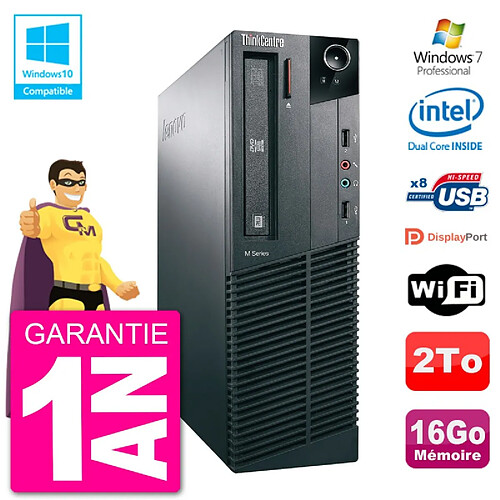 PC Lenovo ThinkCentre M82 SFF G2020 RAM 16Go Disque Dur 2To Graveur DVD Wifi W7 · Occasion